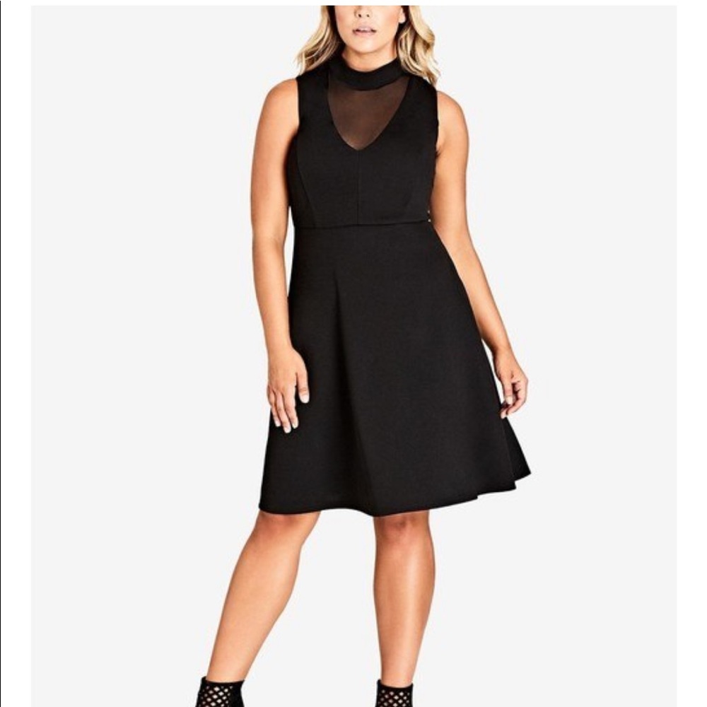 City Chic Sheer Neckline LBD sz 24/XXL